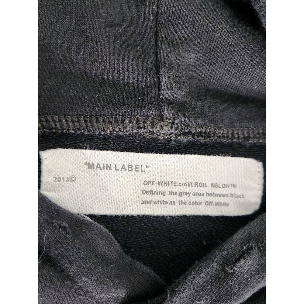 OFF-WHITE Airport Tape Arrows Diag Over Hoodie Black Blue Size 2XL - Picture 3 of 7